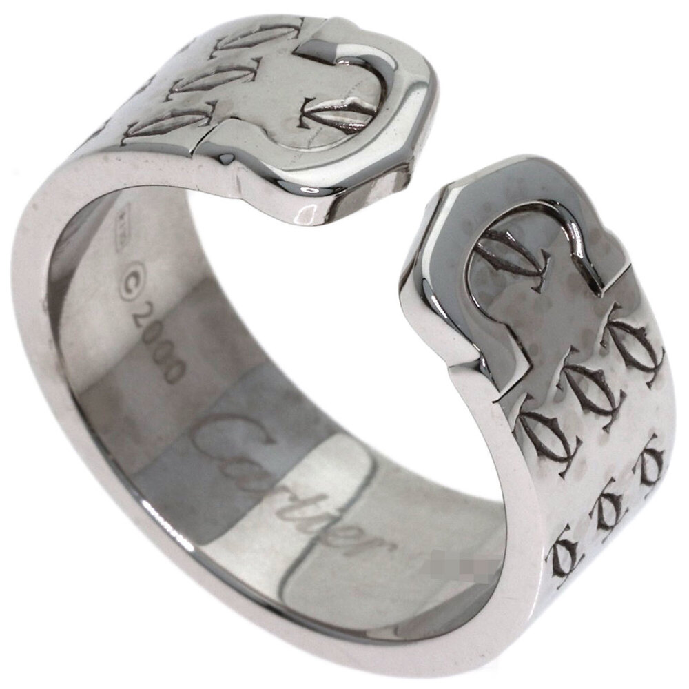 CARTIER Authentic 18k Silver 2C Ring #57